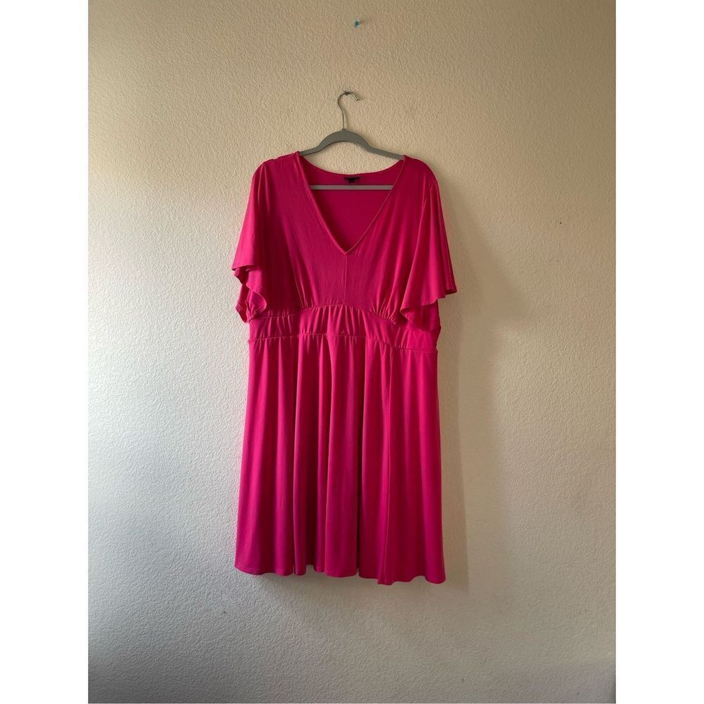 Torrid Knit Flutter Skater Dress Stretchy V‎ Neck Pink 3x